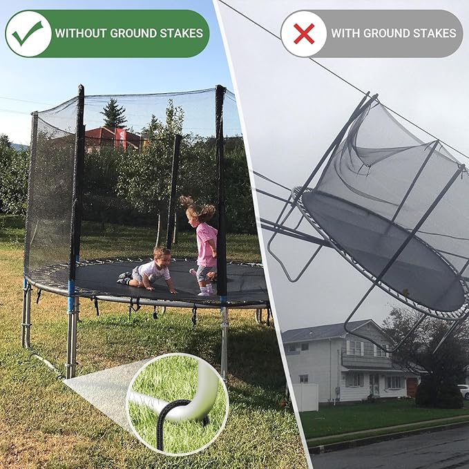 12 in 12 Pack Trampoline Stakes, U Shaped Trampoline Anchors High Wind Heavy Duty, Trampoline Anchor Kit, Steel Stakes for Trampolines, Outdoor Canopies, Camping Tents, Football Goal, Black