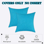 Kevin Textile Pack of 2 Decorative Outdoor Waterproof Pillow Covers Garden Checkered Cushion Sham Throw Pillowcase Shell for Patio Tent Couch 20x20 Inch Peacock Blue