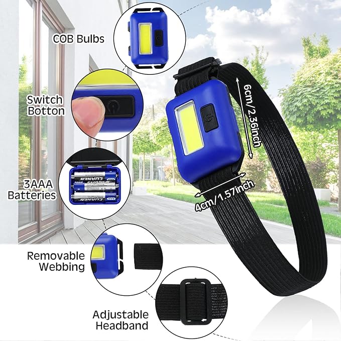 30 Pcs Halloween LED Headlamp Flashlight for Adults Outdoor Flashlight Headlamps with Adjustable Headband Waterproof Head Lights with 3 Modes 90 AAA Batteries for Forehead Work Family Camp Run Read