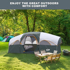 CAMPROS CP Tent 8 Person Camping Tents, Weather Resistant Family Tent, 5 Large Mesh Windows, Double Layer, Divided Curtain for Separated Room, Portable with Carry Bag