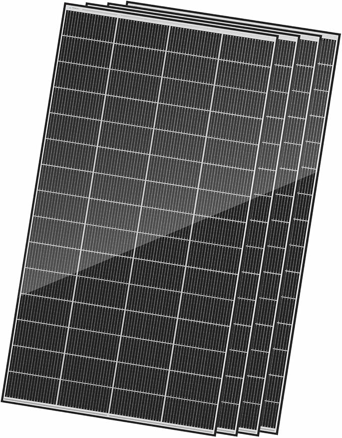 Renogy 320 Watts Solar Panels 4PCS 12V/24V N-Type 18BB Solar Panel Monocrystalline Total 1280W On/Off Grid Application Over 1000 Watt Solar Panel 25% High Efficiency for Homes Roof RV Boat Black