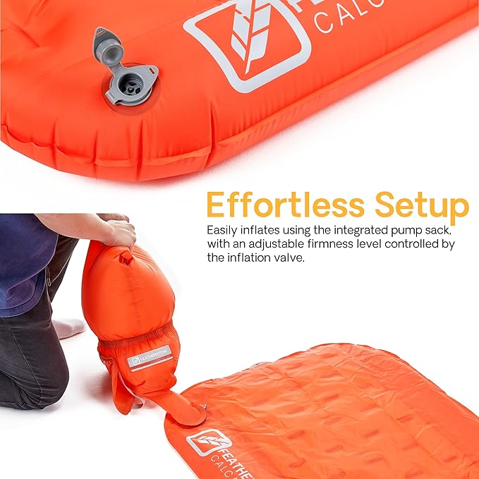 Featherstone Calcatta Air Sleeping Pad for Camping, Hiking, & Backpacking - Inflatable, Ultralight, Warm, 4 Season, & Comfortable - R-Value 5.6
