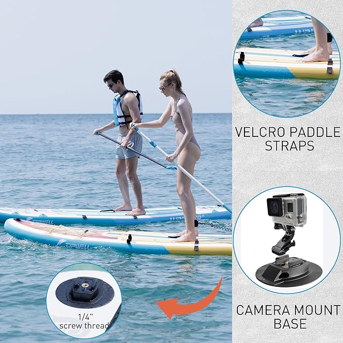 UPWELL 11’6”/11'2”/11'/10'8”/10'6”/10'2” Inflatable Stand Up Paddle Board with sup Accessories Including Backpack, Repairing Kits, Non-Slip Deck, Leash, 3 Fins, Paddle and Hand Pump