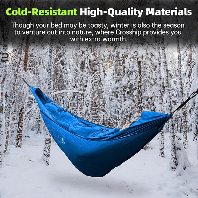 Hammock Underquilt for Camping Hammock - Blue - Full Length Camping Quilt for Lightweight Soft Warm 3-4 Seasons 41-68°F, for Hiking Backpacking Traveling Beach (Hold Up to 500lbs)