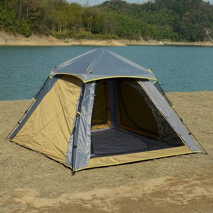 Wind Tour 3-4 Persons Instant Automatic Family Camping Tent Quick Set up Tent for Beach, Traveling, Hiking, Mountaineering, Outdoor Activities