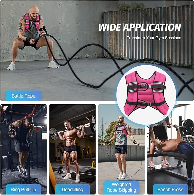 ZELUS Weighted Vest, 6lb/8lb/12lb/16lb/20lb/25lb/30lb Weight Vest with Reflective Stripe for Workout, Strength Training, Running, Fitness, Muscle Building, Weight Loss, Weightlifting