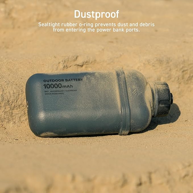 NESTOUT Rugged Power Bank, 15000mAh Outdoor Charger, 32W USB C Fast Charging PD, Waterproof IP67, Heavy Duty Shockproof, Tactical Battery Pack for iPhone Tablet Hiking Camping Survival (Black)