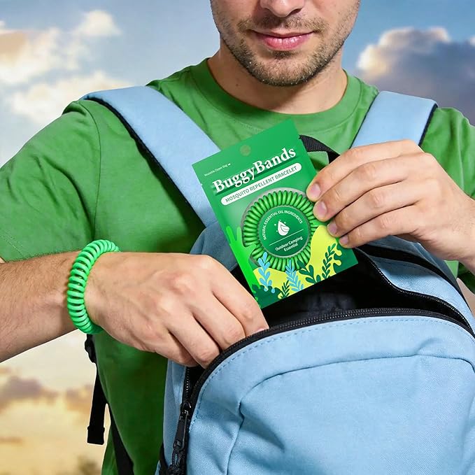 BuggyBands Mosquito Bracelets, 30 Pack Individually Wrapped, DEET Free, Natural and Waterproof Band for Adults & Kids