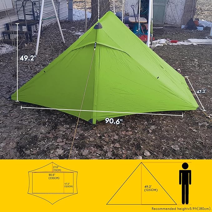 LANSHAN Ultralight Tent 3-Season Backpacking Tent for 1-Person or 2-Person Camping, Trekking, Kayaking, Climbing, Hiking