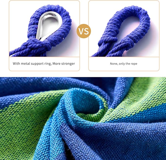 Camping Hammock Comfortable Fabric Hammocks with Tree Straps for Travel Patio Garden, Hanging Sturdy Indoor/Outdoor Hammock Up to 660lbs Portable Hammocks with Travel Bag