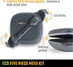 UCO Recycled ECO 5-Piece Camping Mess Kit with Bowl, Plate, Switch Spork Utensil Set