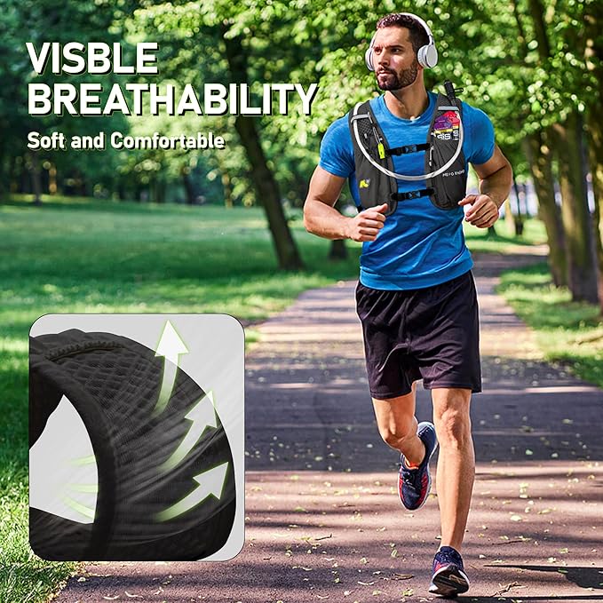N NEVO RHINO Running Vest, Lightweight Hydration Vest, Insulated Water Backpack with 1.5L Water Bladder for Hiking, Trail, Running,Marathons,Cycling