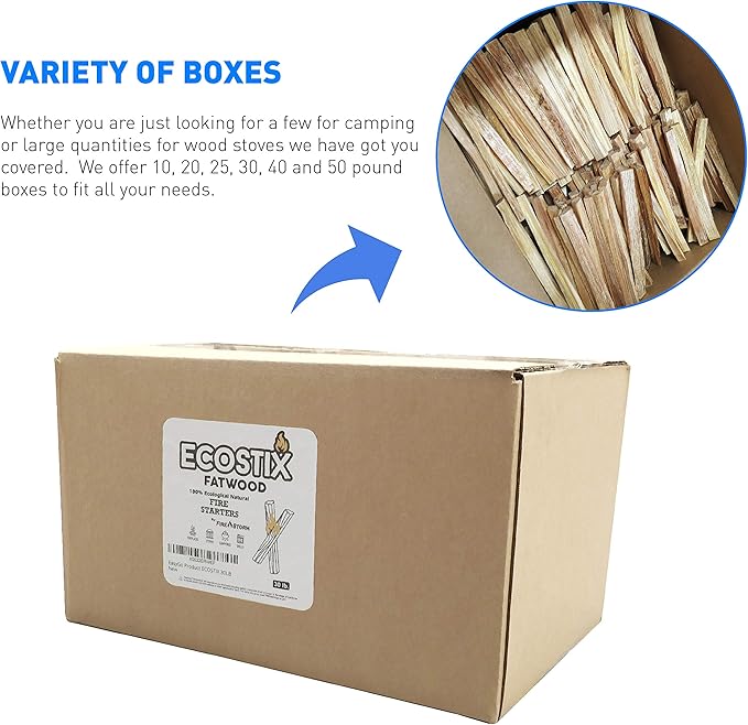 Eco-Stix Fatwood Fire Starter Kindling Firewood Sticks Bulk Packaged Firestarters 100% All Natural Resi ECOSTIX 25LB