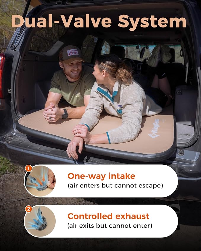 Kingcamp FLEXIREST 5.0 Sleeping Pad for Camping, PVC-Free Air Inflatable High Support Compact Camping Mattress with Pump Sack for Glamping Tent Cot Car Travel, Double