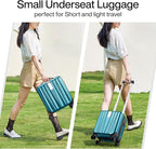 Hanke 14 Inch Underseat Carry On Luggage with Wheels Hard Shell Suitcases Carry On Bag Lightweight Small Mini Suitcase Tsa Luggage for Travel. Caribbean Blue.