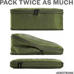 Aerotrunk Compression Packing Cubes for Travel - Luggage Organizer Bags - Double Zipper Packing Cubes for Suitcases (12-Pack, Olive)