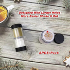 Sunmei Salt and Pepper Shakers Moisture Proof Set, 2-in-1 Portable Spice Shaker with Airtight Lid, Perfect for Camping Kitchen, Travel, Car Camping, RV, Outdoors, Backpack, BBQ Picnic, Lunch Boxes (2)
