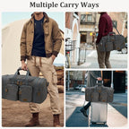 Gonex Canvas Duffle Bag for Travel, Expandable Water Resistant 60L Carry on Duffel Overnight Weekender Gym Bag with Wet Dry Separation Pocket & Suitcase Handle Sleeve, Grey