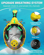 Full Face Snorkel Mask- Snorkeling Gear for Adults with Safe Dry Top Breathing System, Latest Foldable Panoramic View Snorkeling Mask for Men and Women, Anti Fog Anti Leak
