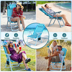 Suteck Backpack Beach Chair, 6-Positions Beach Chairs for Adults with Cooler Bag, Reclining Beach Chair with Cup Holder Folding Camping Chair for Sand Outdoor