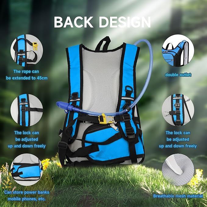 Hydration Backpack Hiking Backpack with Water Bladder Lightweight Insulation Hydration Pack Water Backpack for Hiking Cycling Running Festival Camping for Men Women