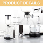 Borasilicate Glass Syphon Coffee Maker, 5-Cup 600ml(20.3 oz)Vaccum Gravity Clear Coffee Tabletop Siphon Pot with Reusable Cloth Filter Coffee Brewer Hot Tea Maker Machine(Standard Edition)