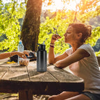 HASLE OUTFITTERS 32oz Stainless Steel Water Bottle, Vacuum Insulated Double Walled Leak Proof Sports Water Bottle with 2 Lids (Straw and Spout Lid) Thermo Mug Keep Cold and Hot(Black Gray Gradient,1)