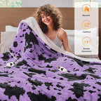 Cow Print Heated Electric Blanket Full Size,72X84 Purple Heating Blanket with 10 Heats Levels & 8 Hours Auto Off,Highland Cow Decor Fleece Sherpa Blankets Warmer Gifts for Women Adults,Washable,ETL