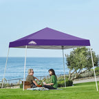 EAGLE PEAK 10x10 Slant Leg Pop-up Canopy Tent Easy One Person Setup Instant Outdoor Beach Canopy Folding Portable Sports Shelter 10x10 Base 8x8 Top (Purple)