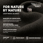 Woolly Mammoth Woolen Company Nester Wool Blanket - Twin, 85 x 47 in, Grey - Rugged Warmth for Camping - Versatile Comfort Wool Throw - Machine Washable for Picnic Blanket