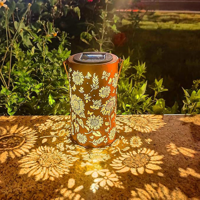 Birthday Gifts for Women Mom Grandma, Sunflower Solar Lanterns Outdoor Waterproof, Hanging Solar Lights for Yard, Patio, Porch, Garden Decor