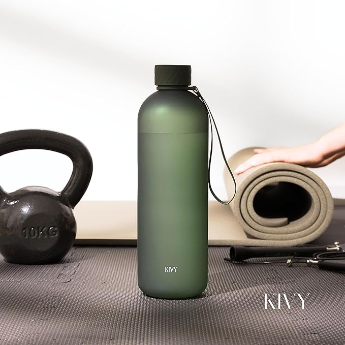 KIVY Large Water Bottle 50oz [Lightweight & Shatterproof] Fits Backpack & Cupholder for Travel, Sports, School - Blue water bottle no straw - 1.5 Liter water bottles - 50oz Water bottle