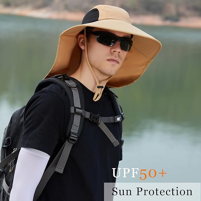 Sun Hat for Men Women with Neck Flap,UPF 50+ UV Protective Hiking Fishing Hats,Wide Brim Sun Hat for Women&Men