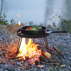 Lineslife Folding Campfire Tripod for Cooking, Portable Camping Tripod Stand for Solo Stove Bonfire Fire Pit, Dutch Oven, Open Fire, Iron Black