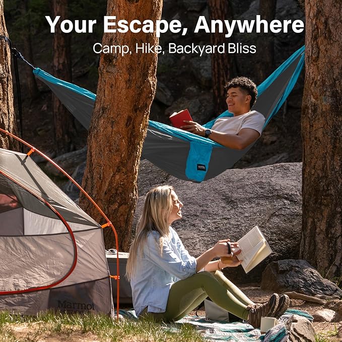 Kootek Camping Hammock, Portable Hammocks with Tree Straps & Attached Carry Bag, Camping Essentials Gear, Perfect for Outside Indoor Hiking Beach Backpack Travel