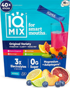 IQMIX Hydration Electrolyte Powder – 4-in-1 Formula for Hydration, Mental Clarity, Mood and Recovery – Sugar-Free Drink Mix, Keto, Magnesium L-Threonate, Lion’s Mane – 40 Count Variety Pack