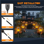 Upgraded Solar Lights Outdoor, 6 Pack Flickering Flame Solar Torch Lights with Super Larger Size for Halloween Decor, Solar Halloween Lights Waterproof Solar Powered Outdoor Lights for Garden Pathway