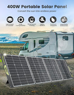 400W Portable Solar Panel, Greenmagic 400W 39V Foldable Portable Solar Panel Charger, with Output Connector for Camping RVing Home Backup IP67 Waterproof with an Adjustable Kickstand