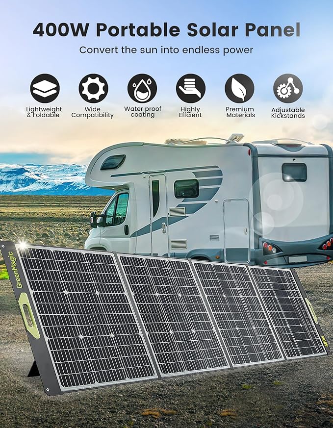 800W Portable Solar Panel, 2pcs 400W Portable Solar Panels 39V, 23% Efficiency Foldable IP67 Waterproof Adjustable Kickstands, Off-Grid Power Smart Sunlight Alignment via Suncast, for Camping, RV