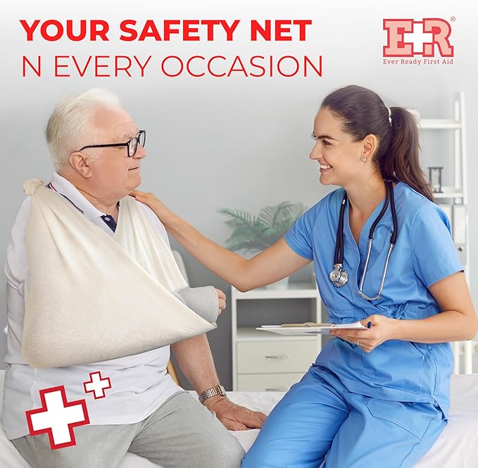 Triangular Bandage, 40" x 40" x 56", 100% Cotton, Individually Wrapped with 2 Safety Pins Per Bandage, Multi-Purpose Sling & Dressing for First Aid Kits – 24 Pack