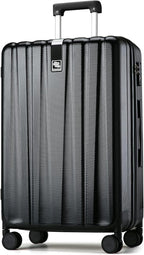 Hanke 29 Inch Luggage Suitcases With Spinner Wheels Lightweight PC hardside Rolling Suitcase With Travel Lock, Checked-Large 29-Inch(Jet Black)