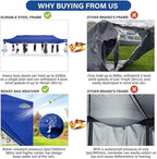 COBIZI 10x30 Pop up Canopy Tent 10x30 Canopy with 8 Sidewalls Waterproof Heavy Duty Commercial Canopy Tent for Parties Outdoor Garden Gazebo, Carry Bag with Wheel(10x30ft, Dark Blue)