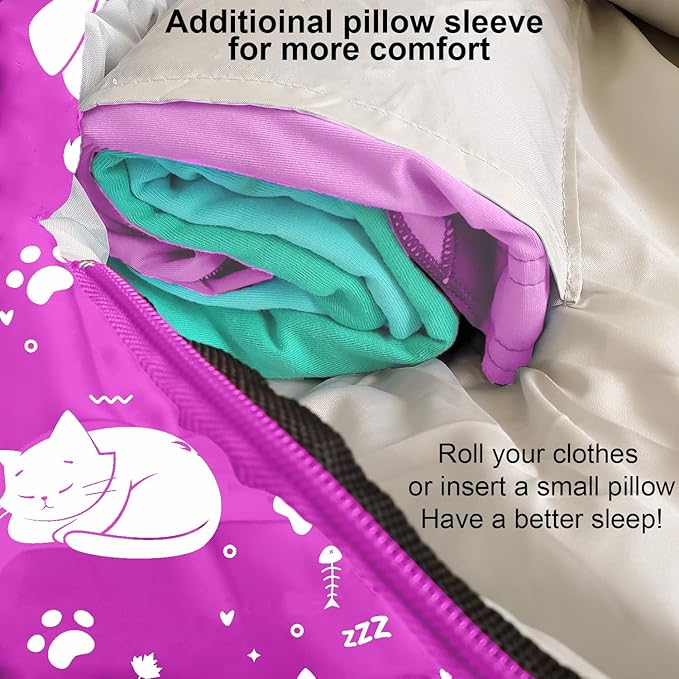 KidzAdventure Mummy Style 32 – 59F Kids Sleeping Bag with Pillow Sleeve, 4 Season, Lightweight and Backpacking Style, Ideal for Camping, Sleepover, Boys, Girls, Youth and Toddlers