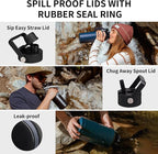 Insulated Water Bottle 40oz,Triple Wall Vacuum Stainless Steel(Dishwasher Safe),Leak Proof & Non-BPA,Flask Jug with Paracord Handle & Straw Spout Lids Sports Red