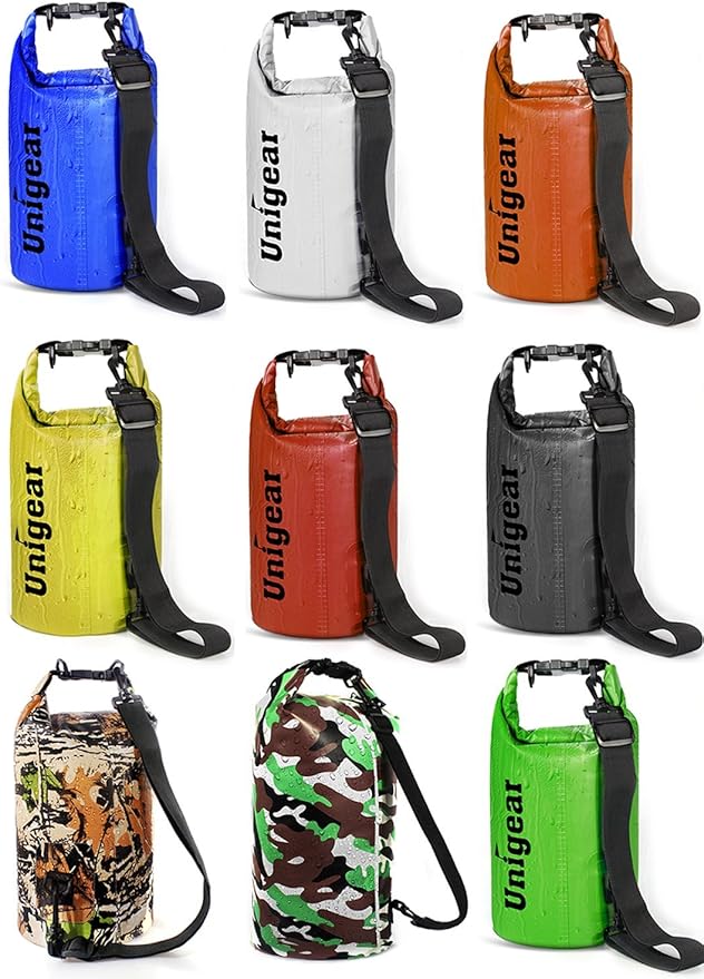 Unigear Dry Bag Waterproof, 2L/5L/10L/20L/30L/40L Floating and Lightweight Bags for Kayaking, Boating, Fishing, Swimming and Camping with Waterproof Phone Case