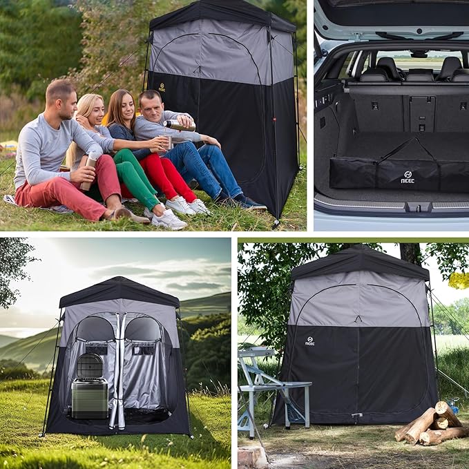 Nice C Camping Shower Tent, Instant Pop Up Privacy Changing Tent, Outdoor Shower Enclosure, Toilet Tents, Camping Bathroom, Oversize (2 Room)