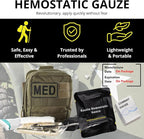 First Aid Advanced Quick Clotting Combat Gauze - Flexible Hemostatic Gauze - to Stop The Bleed kit Faster Wound Packing with Quick Clotting Medical Gauze - Survival Kit Supplies - 3" x 12.5'