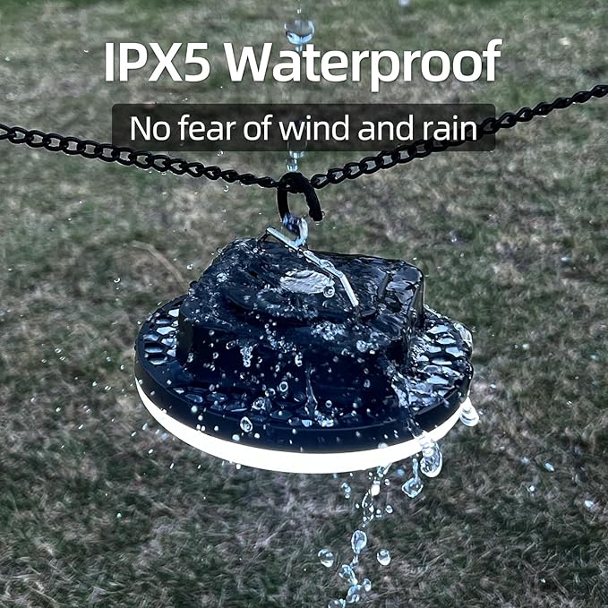 Camping Pop up Tent Light for Hanging, LED Rechargeable Portable Overhead Lantern for Vendor Booths, 3 Modes Waterproof Outdoor Camp Lamp with Battery Power for Glamping (Dimming-Black)