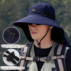 Rosoz Outdoor Sun Hat for Men Women, UPF50+ Protection Safari Cap Wide Brim Mesh Fishing Hat with Neck Flap Beach Garden