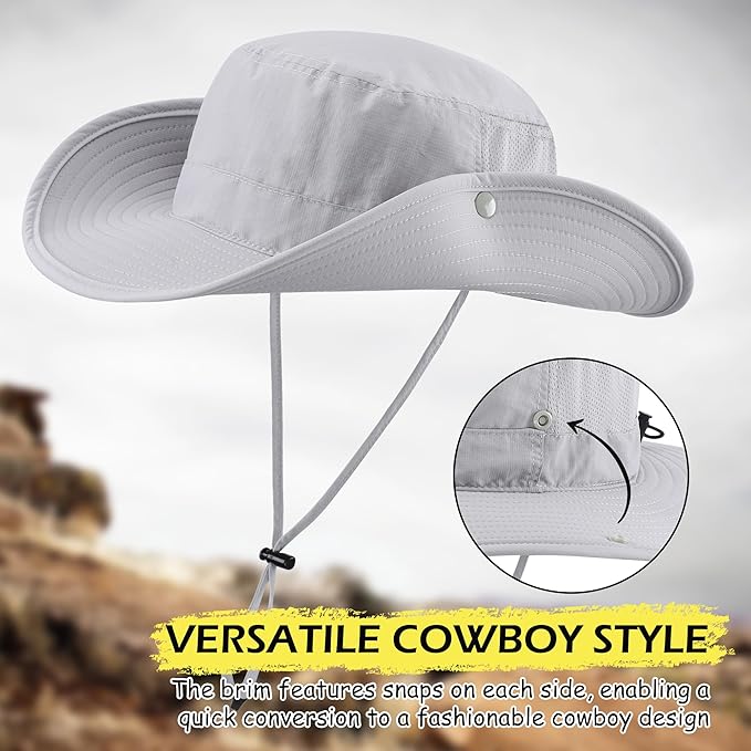 Connectyle Men's Sun Hat UPF 50+ Wide Brim Bucket Hats for Fishing Hiking Gardening Adjustable Boonie Hat Outdoor Safari Hats